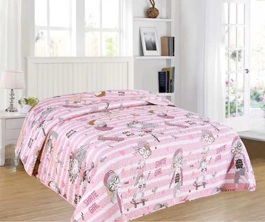 Adam Home Παιδικό Κουβερλί Μονό Ροζ 160x220εκ.