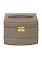 The Home Deco Factory Jewellery Box with Faux Leather and Mirror Taupe 18x11.5x14.5cm