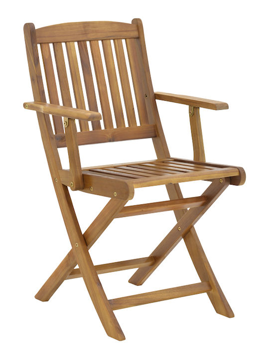 Wooden Outdoor Armchair Natural 52x53x85cm
