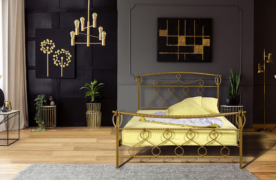 N80 Doppelbett Metall Gold Für Matratze 150x190cm