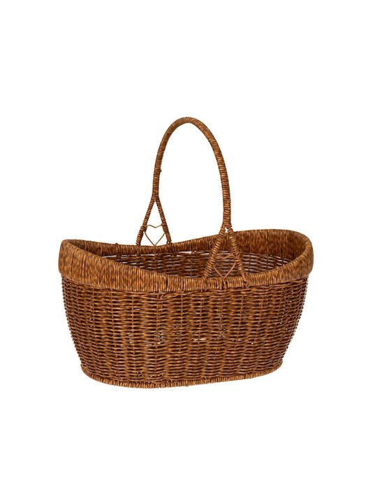 Decorative Basket Rattan with Handles Brown 36x26x17cm Iliadis