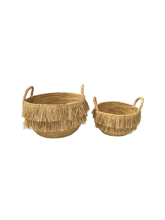 InTheBox Set Decorative Baskets Wicker with Handles Beige 36x36x36cm 2 Pieces