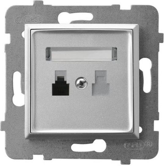 Ospel Priză de telefon fără cadru Single în culoarea Argintiu GPT-1U m 18
