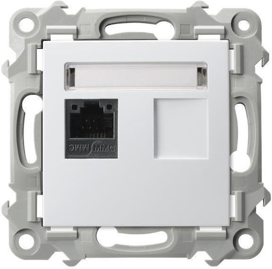 Ospel Front Single Telephone Socket White GPK-1Z/K/m/00