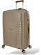 Rain Large Hard Gold Suitcase With 4 Wheels Height 75cm