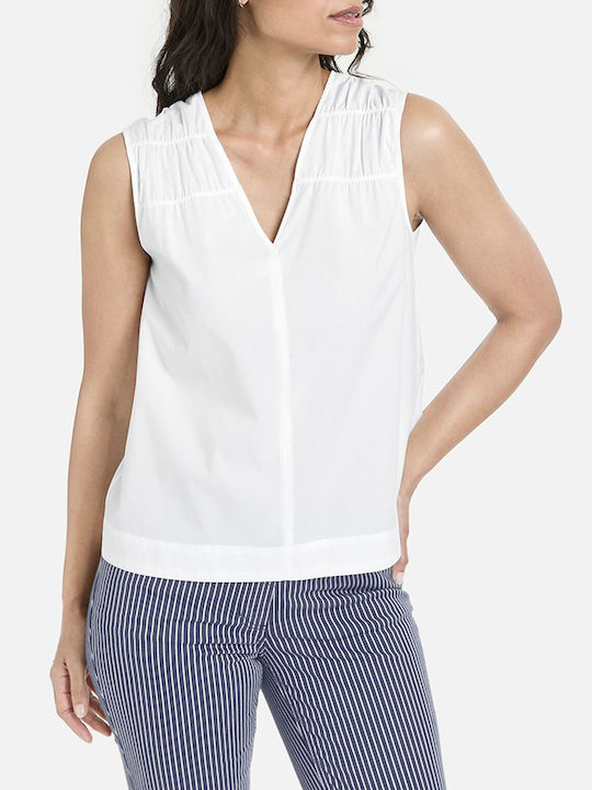 Gerry Weber Damen Bluse Baumwolle Ärmellos White