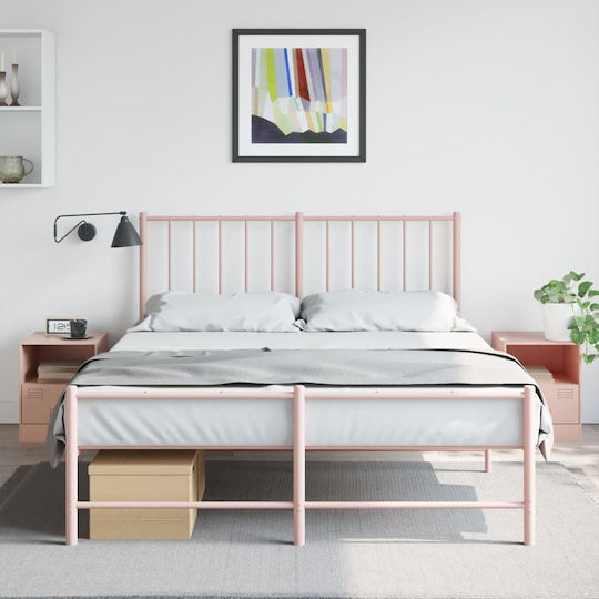 Metal Bedside Tables Pink Set of 2 34.5x39x44cm