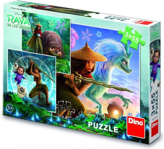 Dino și prietenii săi puzzle 3x55 piese Dino 33534
