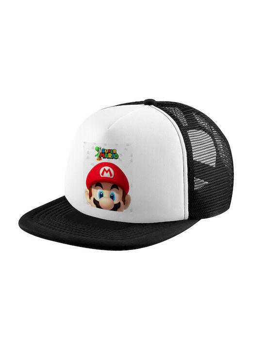 Koupakoupa Παιδικό Καπέλο Jockey Υφασμάτινο Super Mario Λευκό