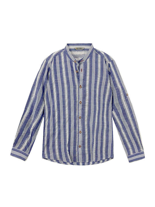 Langärmlig Leinen Hemd Gestreift Blue