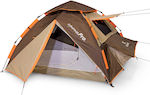 Keumer Automatic Camping Tent Brown with Double Fabric 4 Seasons for 3 People 210x210x125cm