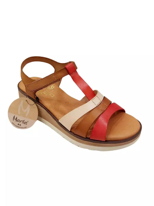 Adam's Shoes Anatomice Platforme dama Tan-Red-B...