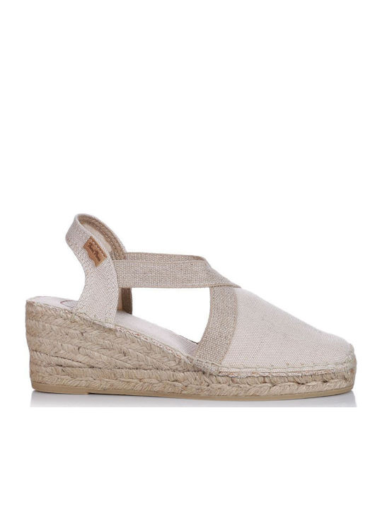 TERRA-V Women's Fabric Platform Espadrilles Beige