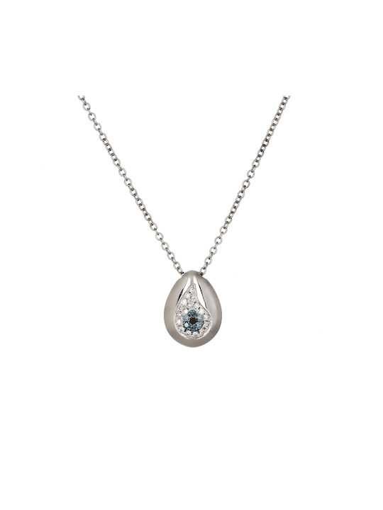 Necklace Eye from White Gold 18k with Diamond