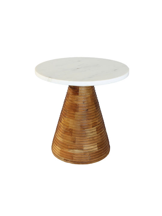 Side Table Savoa made of Solid Wood White L45xW45xH45cm