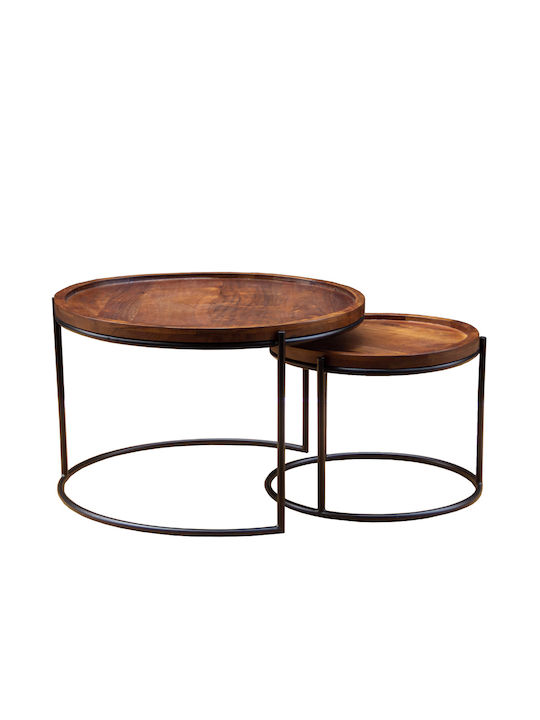 Coffee Table Cellini made of Solid Wood Black L70xW70xH43cm