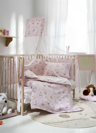 Vesta Home Baby Sheets Crib Cotton Set Lambi Pink 120x165cm 3 Pieces