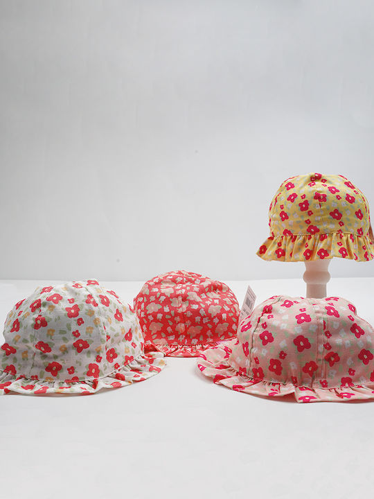 Kitti Παιδικό Καπέλο Bucket Υφασμάτινο Κοραλί Λουλουδάκια