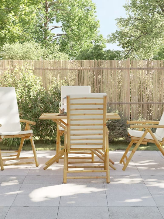 Outdoor-Stuhl Bamboo Cream mit Kissen 4Stück 77x55x99εκ.