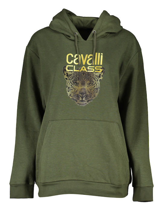 Roberto Cavalli Women's Long Hooded Fleece Sweatshirt Green