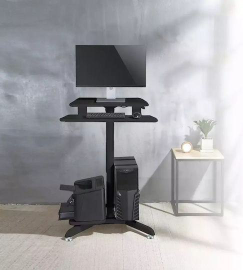 Birou din Lemn Negru cu Picioare metalice și Înălțime Reglabilă 71x39cm