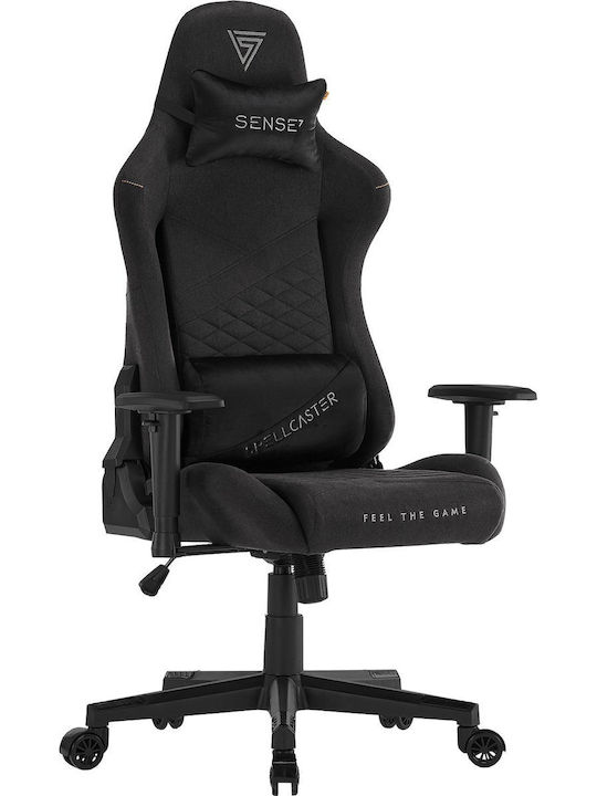 SENSE7 Spellcaster Senshi Edition Υφασμάτινη Καρέκλα Gaming με Ρυθμιζόμενα Μπράτσα Μαύρη