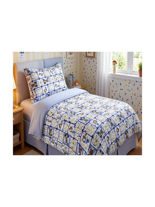 MayHome Παιδικό Κουβερλί Μονό Polycotton Γαλάζιο 160x240εκ.