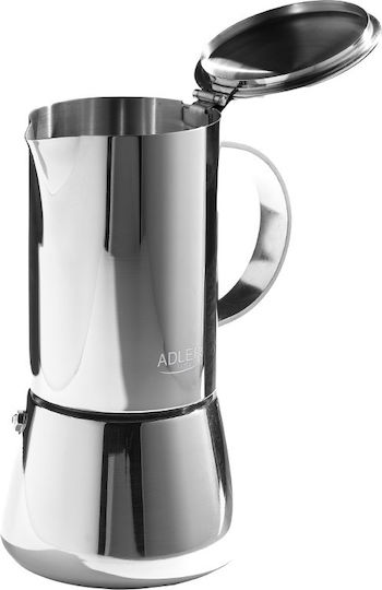 Adler Electric Stovetop Espresso Pot 10 Cups Inox Brown