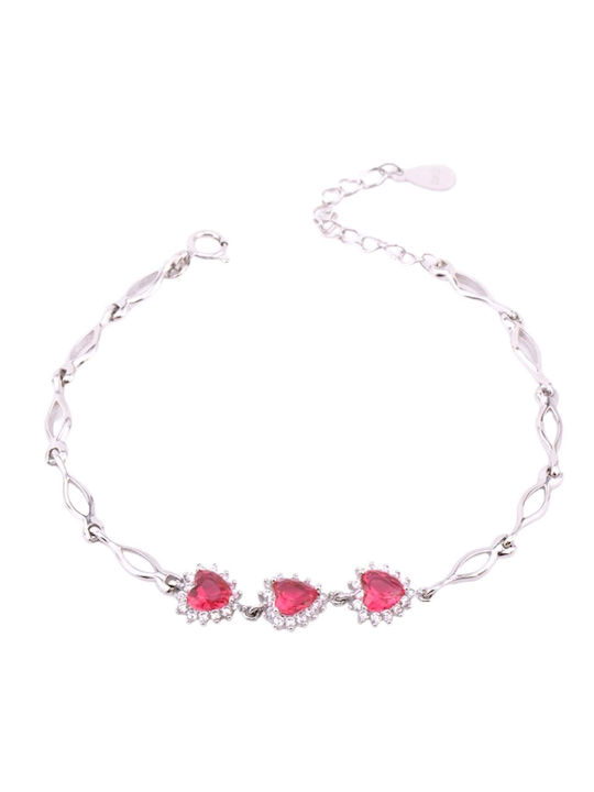 Bracelet with design Heart made of Silver with Zircon