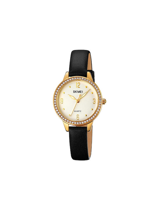 Skmei Watch with Leather Strap Black/Gold