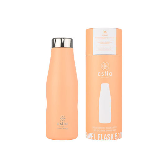 Estia Travel Flask Save the Aegean Reciclabil Sticlă Termos Oțel inoxidabil Fără BPA 500ml Peach fuzz