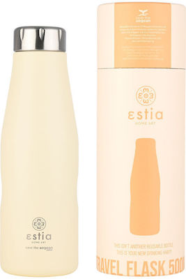 Estia Travel Flask Save the Aegean Recycelbar Flasche Thermosflasche Rostfreier Stahl BPA-frei LILY WHITE 500ml 01-23430