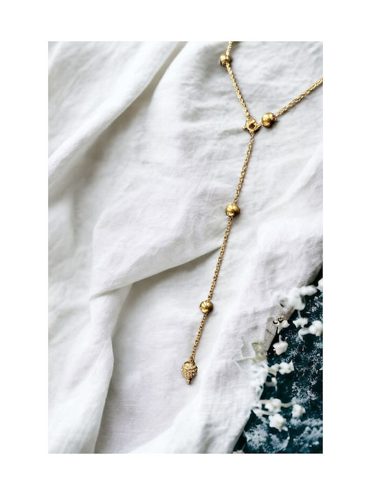 Necklace from Gold Plated Steel with Pearls