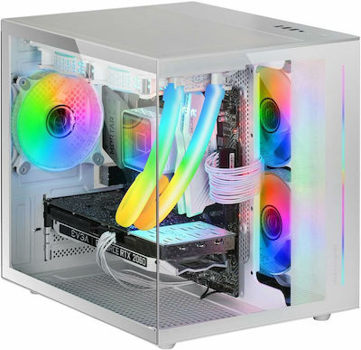 Mars Gaming MC-VIEW Gaming Mini Tower Computer Case with Window Panel White