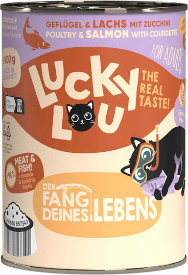 Lucky Lou Lifestage Wet Food for Adult Cats in Cans with Poultry and Salmon Grain-Free 400gr