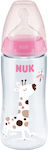 Nuk Plastikflasche Gegen Koliken mit Silikonsauger für 6-18 Monate Pink Giraffe 360ml 1Stück