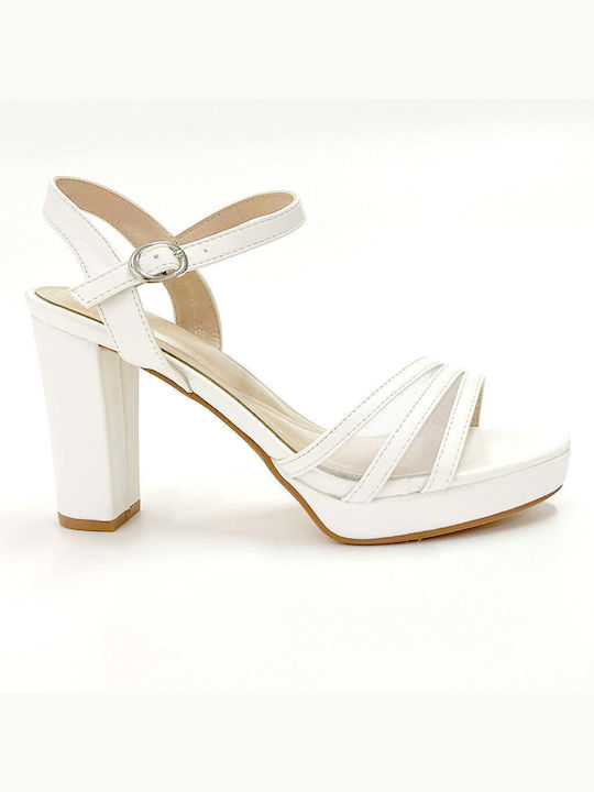 Ustyle Patent Leather Women's Sandals Transparent White with Chunky High Heel