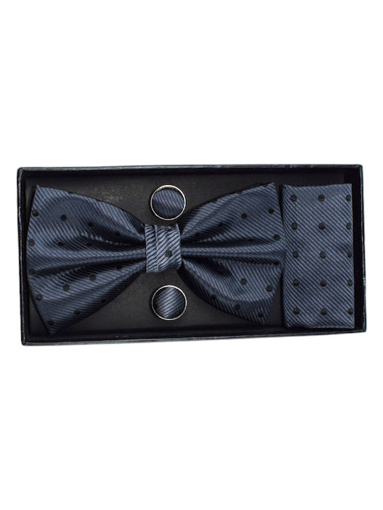 Mezzo Uomo Bow Tie Set with Cufflinks Gray