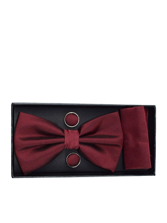 Mezzo Uomo Set Papion cu butoni Burgundy