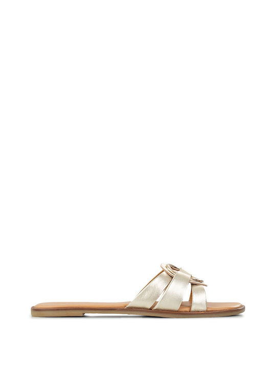 Women's Flat Sandals in Gold Color