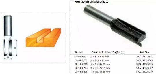 Condor Φρέζα για Ευθεία Κοπή σε Ξύλο 12mm x 25mm x 8mm