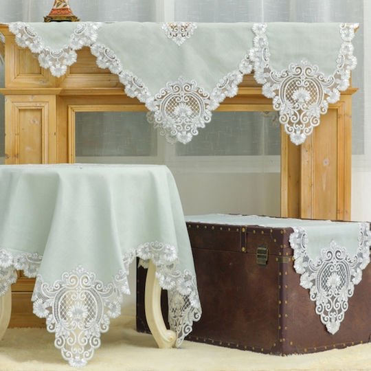 Liolios Home Rotunda Linen with Embroidery Grey 85x85cm