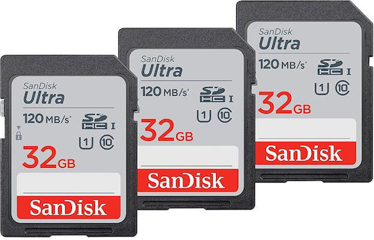 Sandisk Ultra 3-Pack SDHC 32GB U1 UHS-I 120MB/s