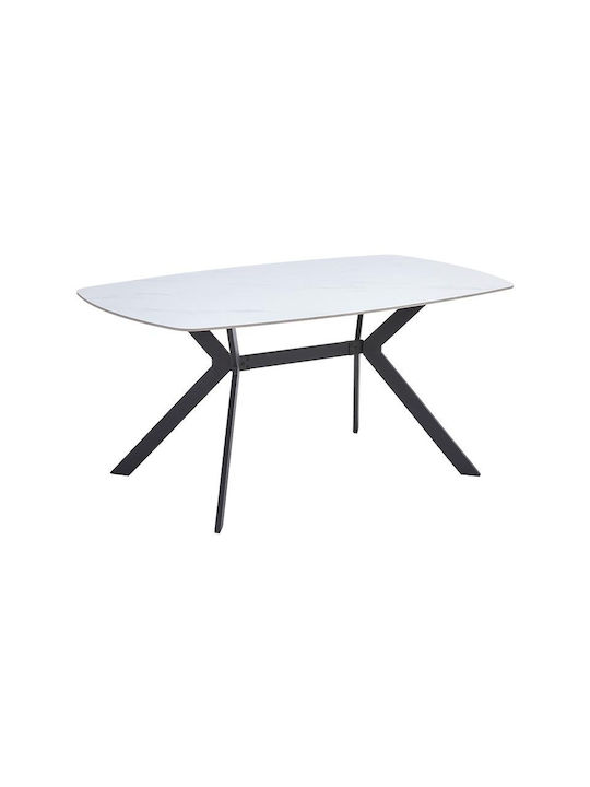 202 Table Dining Room Wooden with Metal Frame White 130x80x75cm