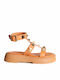Δερμάτινα Γυναικεία Σανδάλια Flatforms Ταμπά
