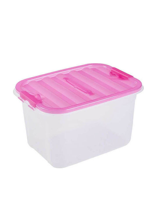 Homeplast Pin Plastic Storage Box with Lid Pink...