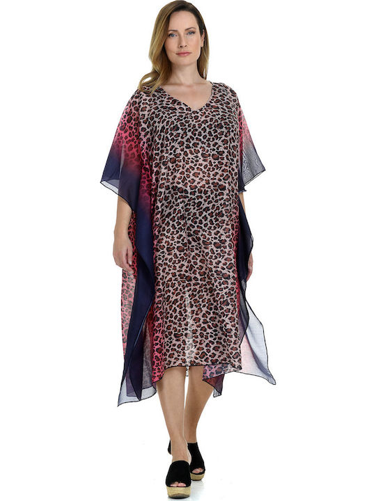 MiandMi Damen Maxi Kaftan Strand Mehrfarbig