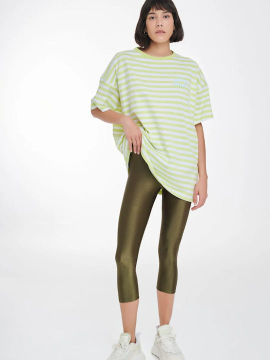 PCP Jacqueline Frauen Capri Leggings Glänzend Olive