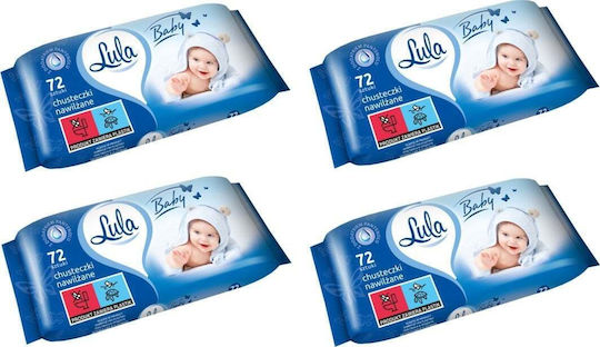 Stella Lula Panthenol Wet Wipes,4x72 Pcs Μωρομάντηλα χωρίς Οινόπνευμα 4x72τμχ