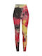 Frauen Leggings Hochgeschnitten Royalblue/brightyellow